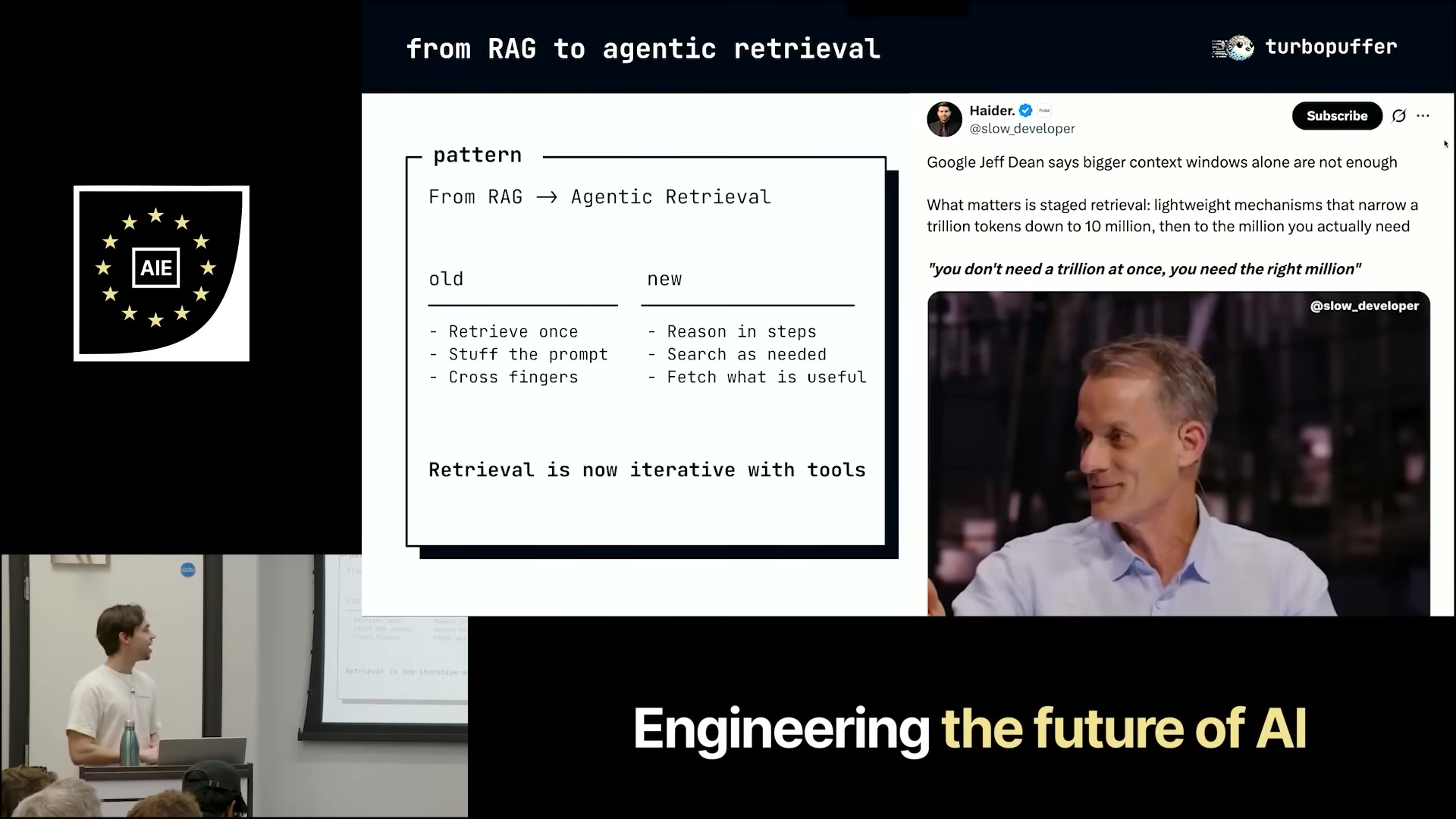 The Jeff Dean &lsquo;right million&rsquo; framing for staged retrieval