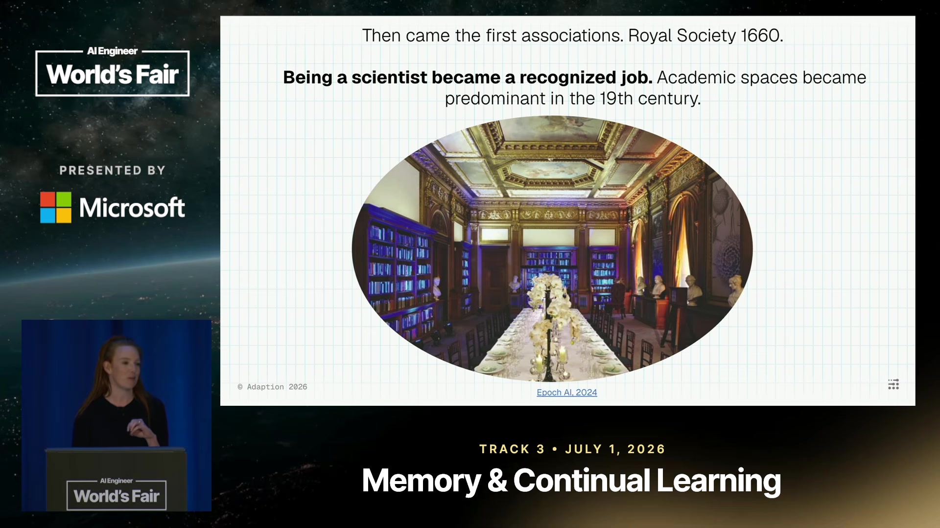Slide tracing eras of scientific discovery from gentleman scientists to professionalized research