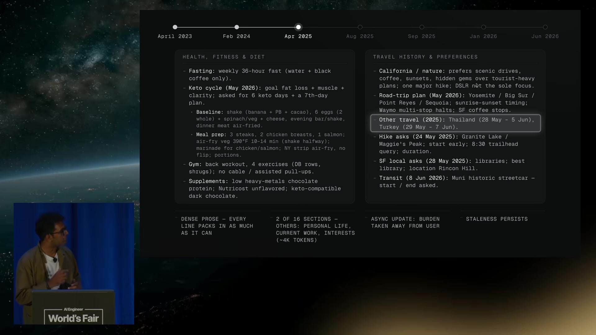 The v2 running profile — dense, keyword-heavy, roughly 4,000 tokens