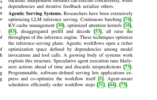 An agentic workflow in execution: a request enters via the scheduler, the orchestrator invokes the LLM engine on the GPU, the model emits tool calls, the runner executes web search / file edits / test runs on the host, and results feed back into the next model call. Source: Yang et al. — arXiv:2608.04458, Figure 1.