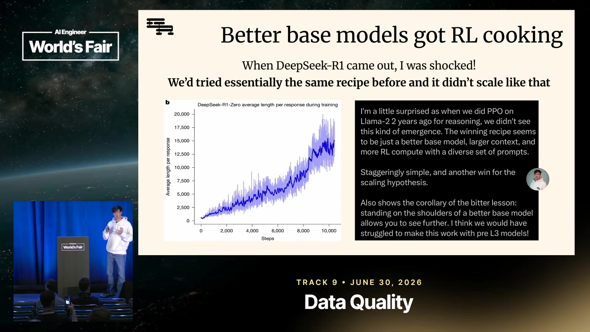 The bitter lesson: better base models + more RL compute + bigger context