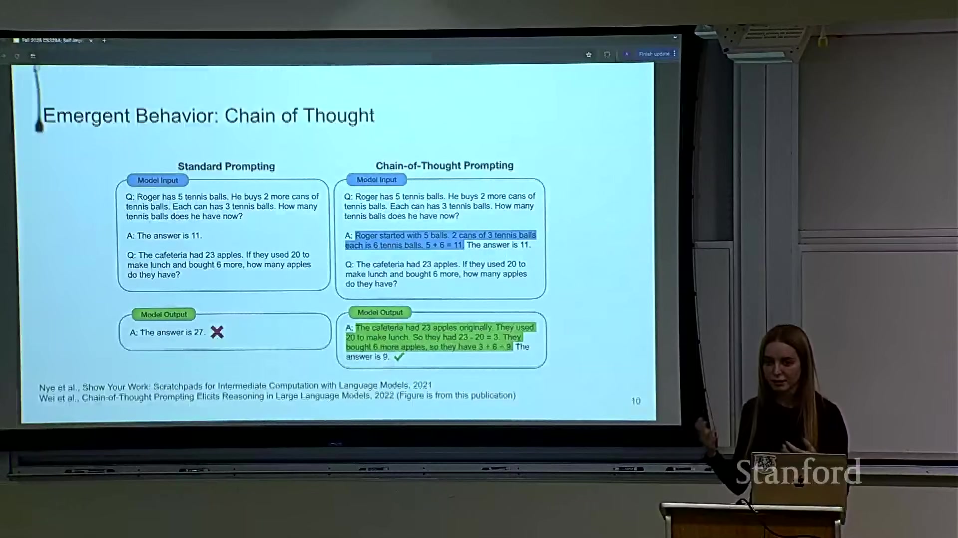 Chain-of-thought prompting example with the tennis-balls arithmetic problem