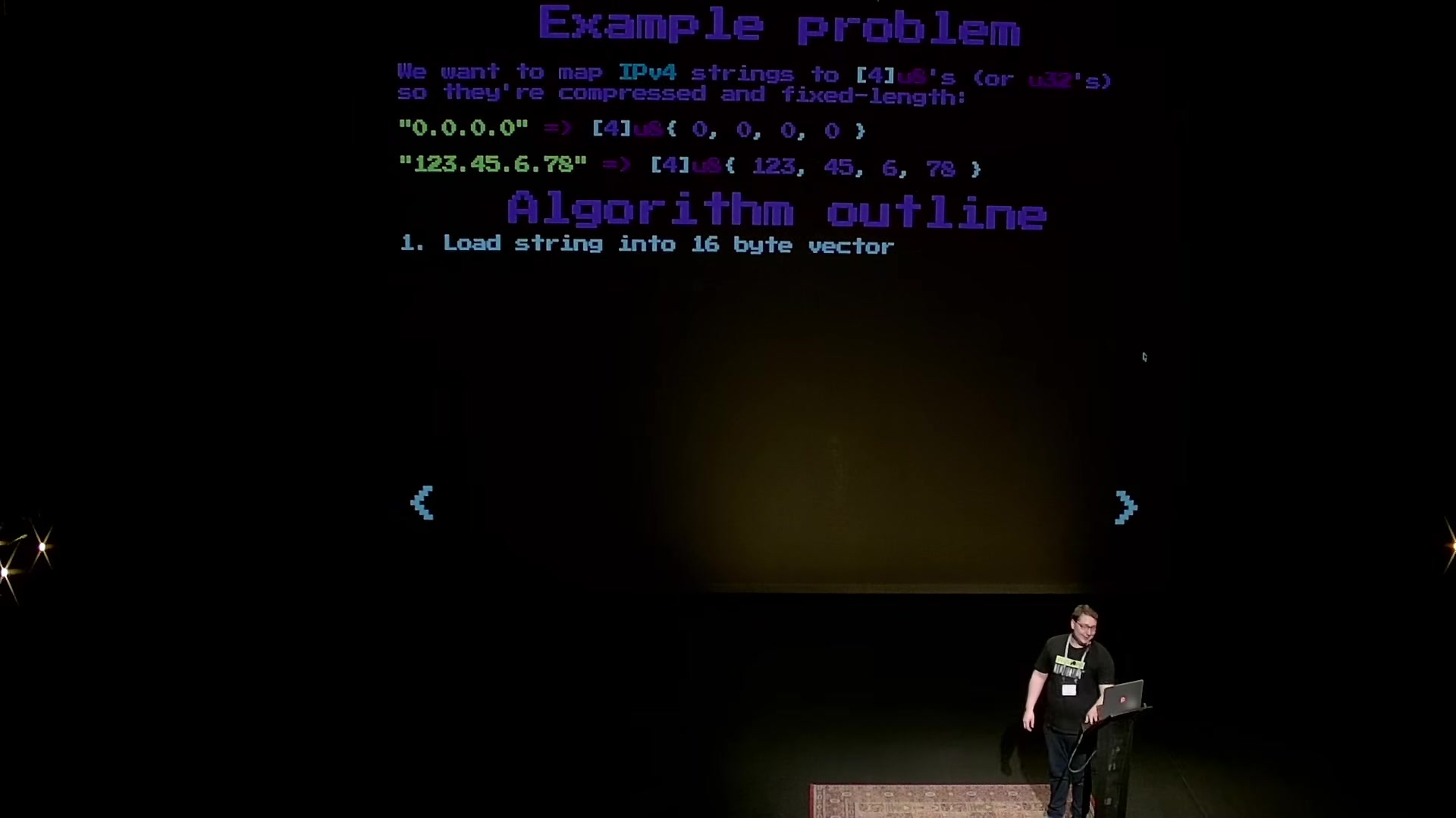 Slide: example problem, mapping IPv4 strings to four bytes