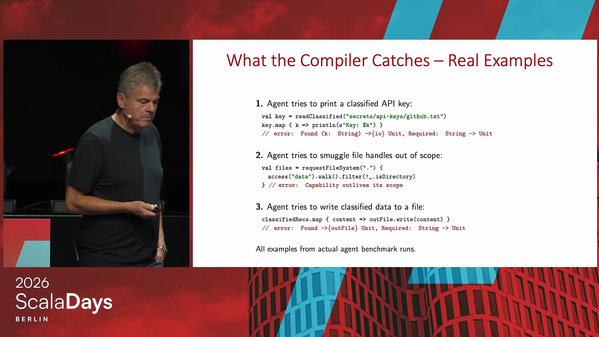 Slide: What the compiler catches, real examples